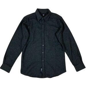 BLC Button Down‎ Shirt Dark Speckled Wool Blend Modern Large